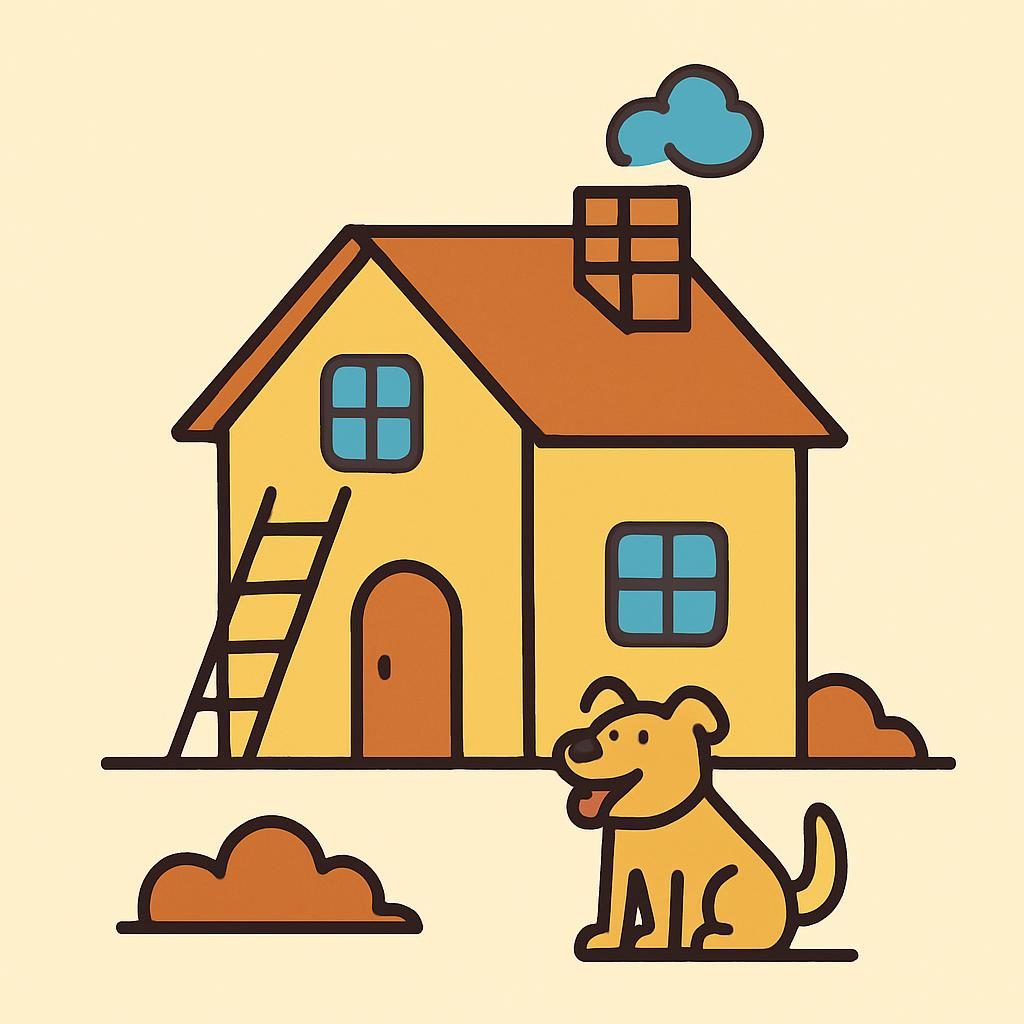 Drawing of a house with a chimney
